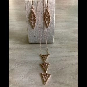 Stella&Dot Pave’ Spear Pendant Necklace and Earring Set